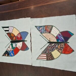 2 Colorful Patchwork Butterfly Quilt Blocks 4022